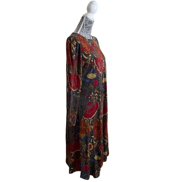 VINTAGE 70s-80s Eva for Robert Janan Floral Print Midi Dress - Picture 2 of 9